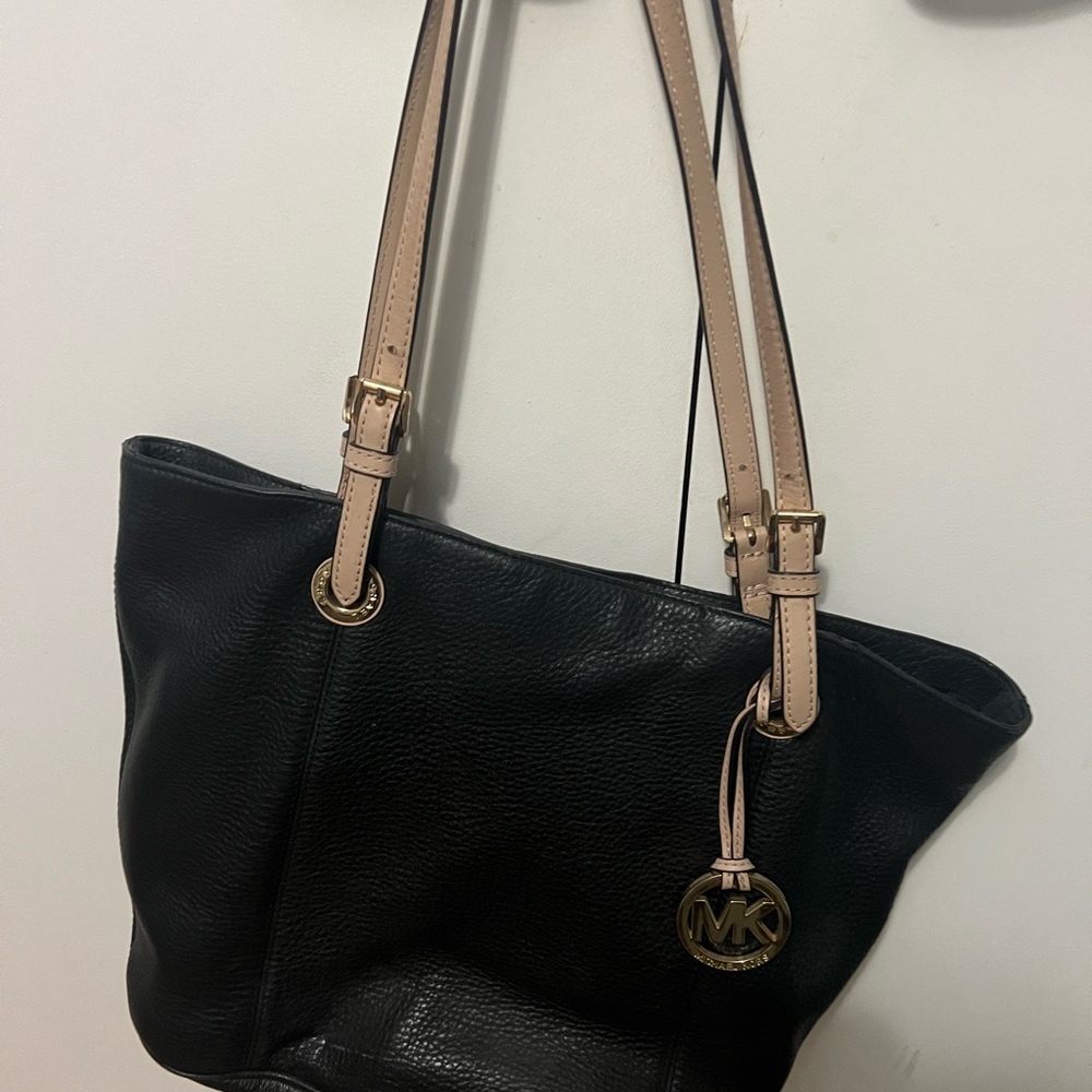 Michael Kors Black and Tan Leather Tote
